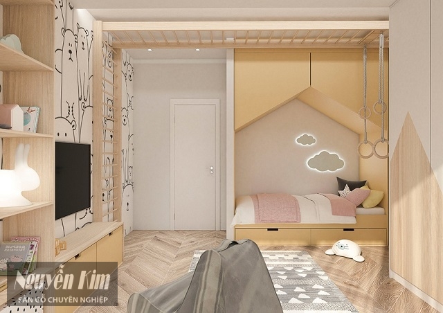 Mẫu phòng ngủ của bé lát sàn gỗ 6